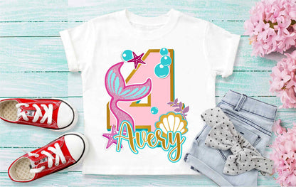 Mermaid Birthday Girl Shirt,  Mermaid Personalized shirt for Girls, Gift Birthday Shirt, family tees Custom