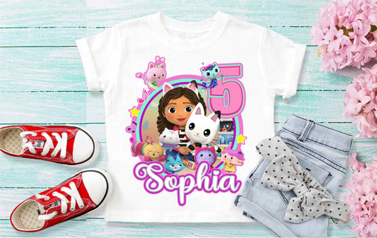 Dollhouse Birthday T Shirt, Gabby Theme Party Shirt, Personalized shirt kids, Family tees Custom