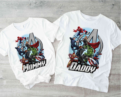 Superhero Family Birthday Shirt, Superhero Family Party shirt, Iron Man, Custom Family shirt , Gift Birthday Shirt, family tees Custom