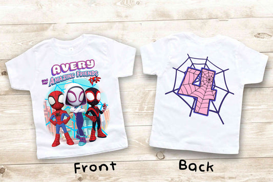 Spiderman Inspired Birthday T Shirt, Ghost Spider & Spidey theme Party, Personalized shirt, Gift Birthday Shirt, family tees Custom D1