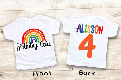 Rainbow Birthday T Shirt, Rainbow Birthday theme Party, Personalized shirt Girls, family tees Custom
