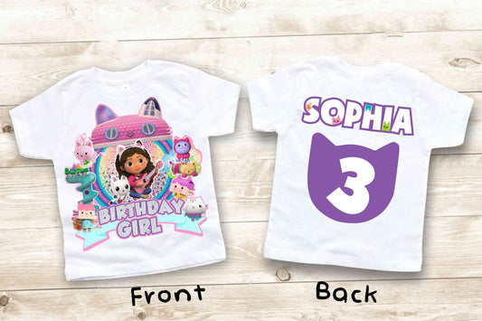 Dollhouse Birthday T Shirt, Gabby Theme Party Shirt, Personalized shirt kids, Family tees Custom