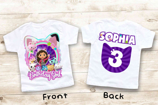Dollhouse Birthday T Shirt, Gabby Theme Party Shirt, Personalized shirt kids, Family tees Custom