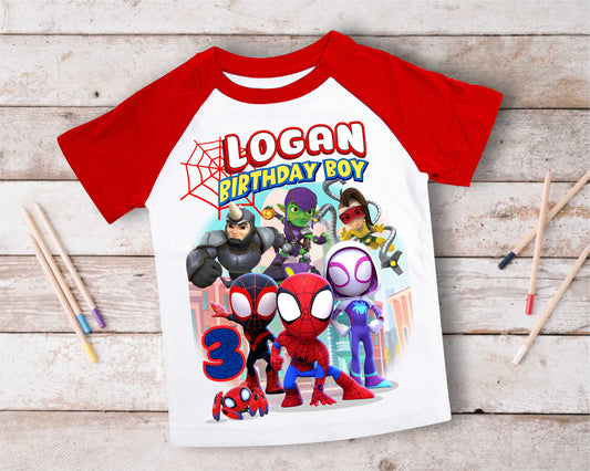Spiderman Inspired Birthday T Shirt, Spidey & His friends theme Party, Gift Birthday Shirt, family tees Custom