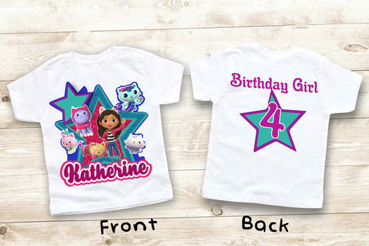 Dollhouse Birthday T Shirt, Gabby Theme Party Shirt, Personalized shirt kids, Family tees Custom