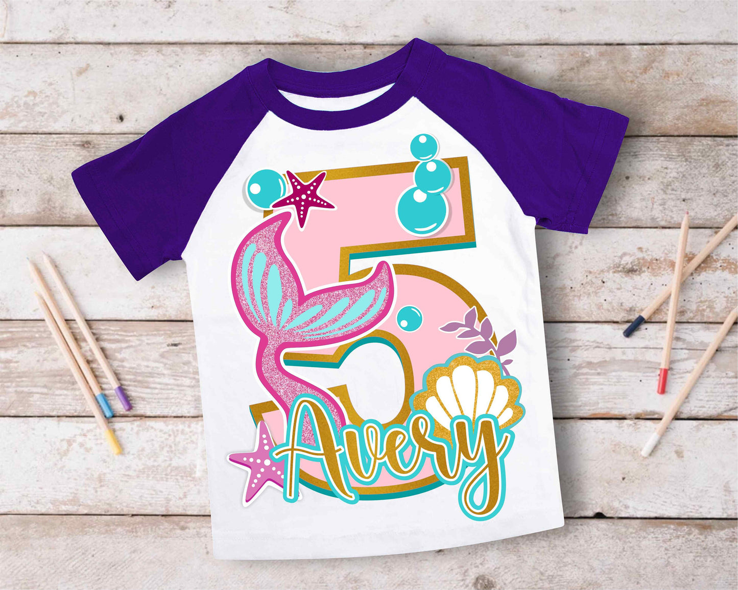 Mermaid Birthday T Shirt, Mermaid  theme Party, Mermaid Personalized shirt for Girl, Gift Birthday Shirt, family tees Custom