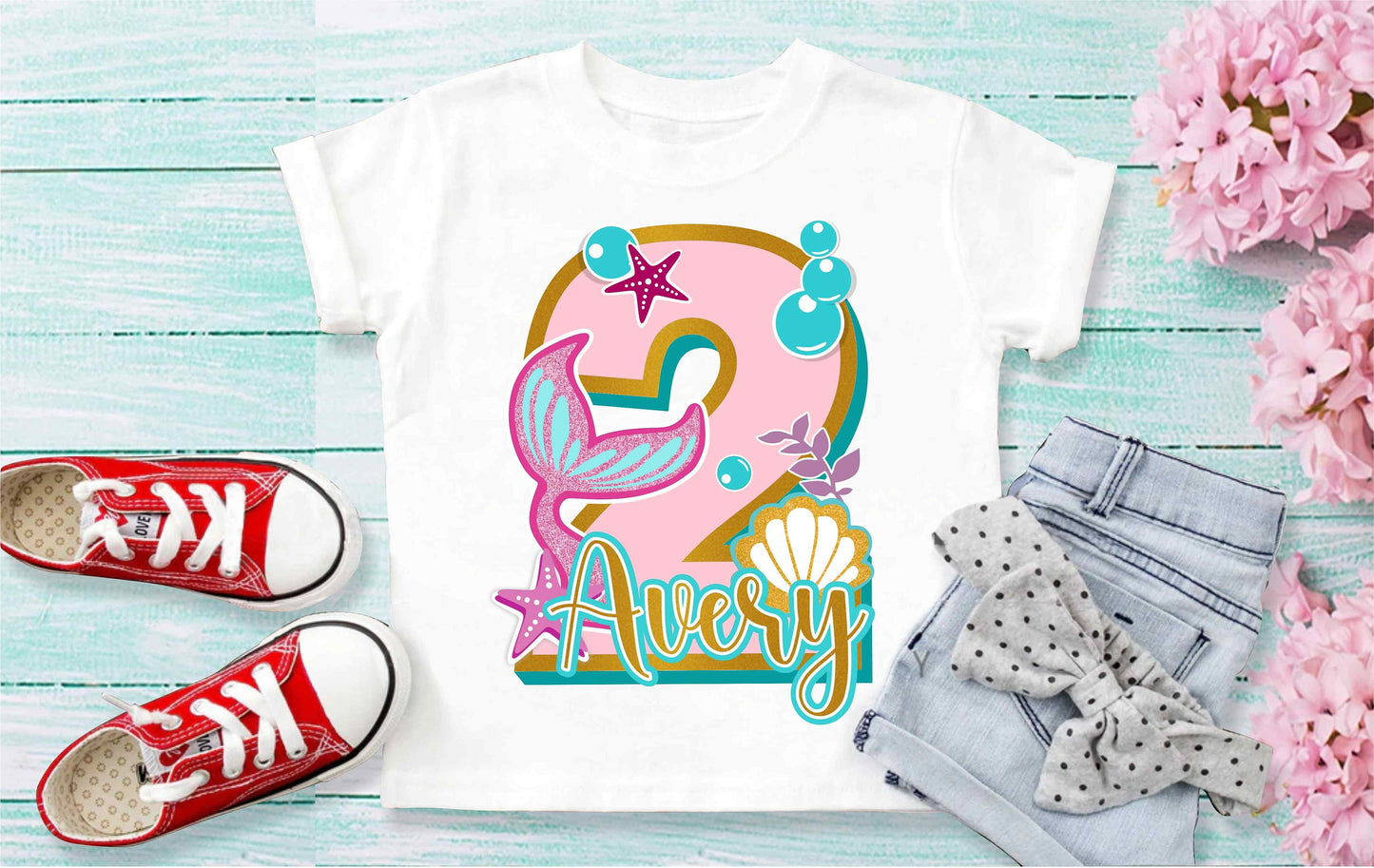 Mermaid Birthday Girl Shirt,  Mermaid Personalized shirt for Girls, Gift Birthday Shirt, family tees Custom