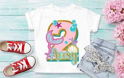 Mermaid Birthday Girl Shirt,  Mermaid Personalized shirt for Girls, Gift Birthday Shirt, family tees Custom