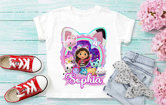 Dollhouse Birthday T Shirt, Gabby Theme Party Shirt, Personalized shirt kids, Family tees Custom