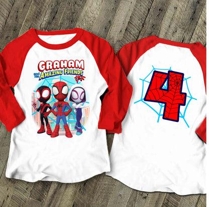 Spiderman Inspired Birthday T Shirt, Spidey & His friends theme Party, Gift Birthday Shirt, family tees Custom