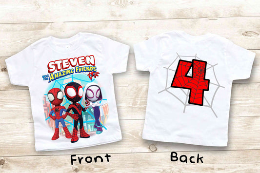 Spiderman Inspired Birthday T Shirt, Miles Morales & Spidey  theme Party, Personalized shirt, Gift Birthday Shirt, family tees Custom D6