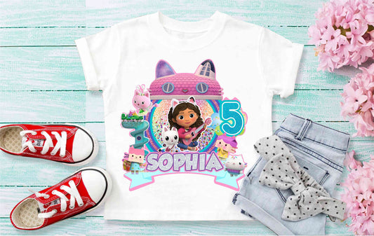 Dollhouse Birthday T Shirt, Gabby Theme Party Shirt, Personalized shirt kids, Family tees Custom