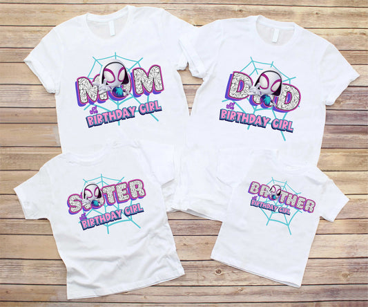 Spiderman Inspired Birthday T Shirt, Spidey & Ghost Spider theme Party, Personalized shirt kids, Gift Birthday Shirt, family tees Custom D9