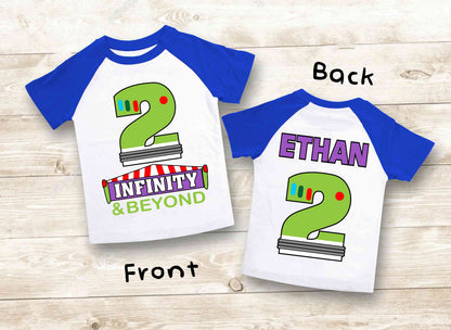 Two Infinity  Birthday T Shirt,  theme Party, buzz lightyear Personalized shirt, Gift Birthday Shirt, family tees Custom