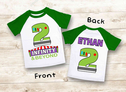 Two Infinity  Birthday T Shirt,  theme Party, buzz lightyear Personalized shirt, Gift Birthday Shirt, family tees Custom