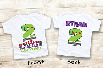 Two Infinity Birthday T Shirt, Toy theme Party, buzz lightyear Personalized shirt, Gift Birthday Shirt, family tees Custom