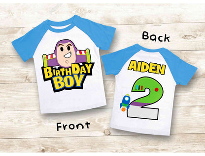 Space  Birthday T Shirt, Toy theme Party, buzz lightyear Personalized shirt, Gift Birthday Shirt, family tees Custom