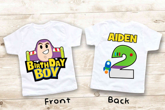 Space Birthday T Shirt, Toy Story theme Party, buzz lightyear Personalized shirt, family tees Custom