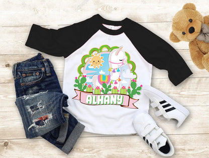 Llama Birthday T Shirt, Baby Llama theme Party, Birthday Llama Personalized shirt kids, Gift Birthday Shirt, family tees Custom