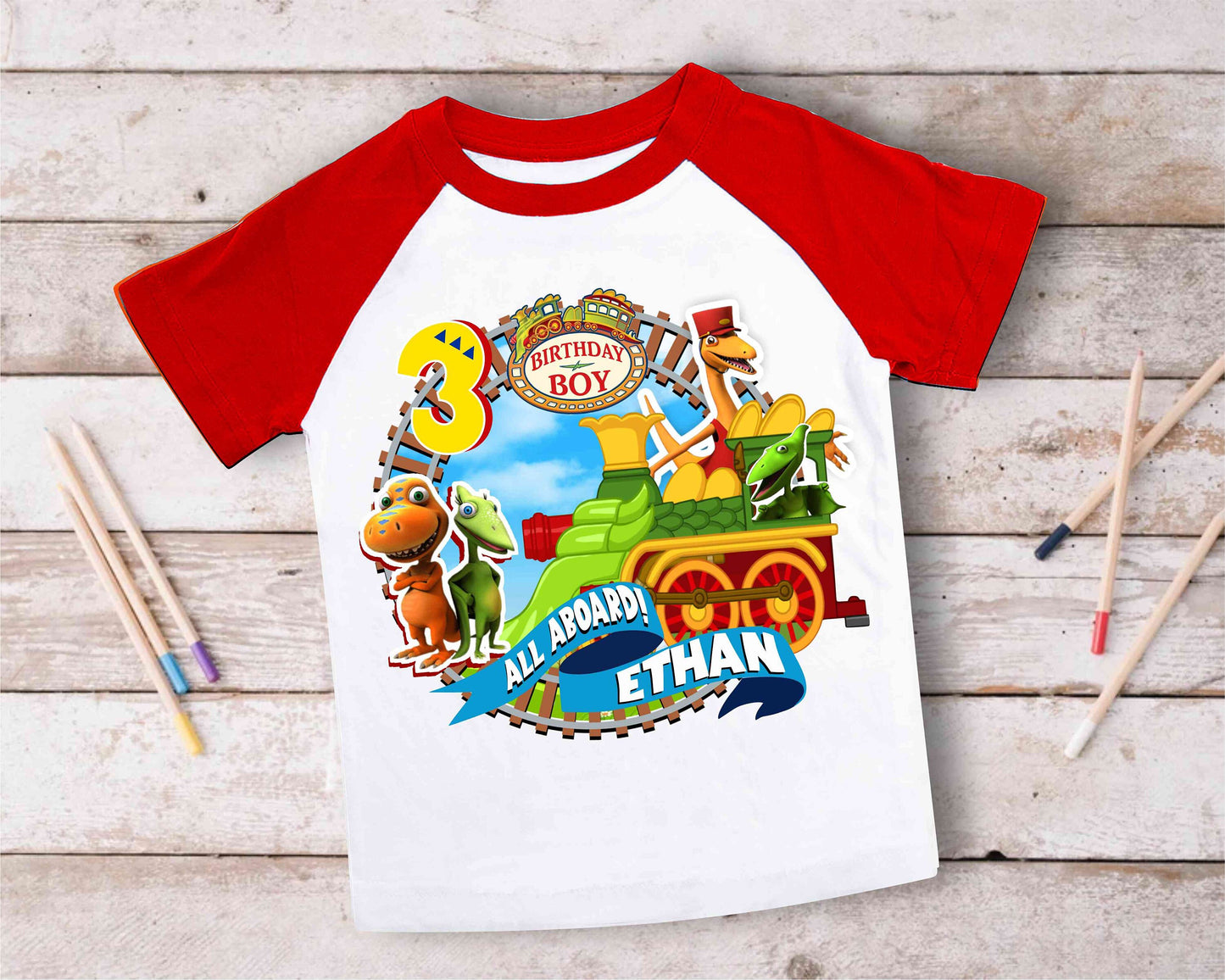 Dinosaur Inspired Birthday T Shirt, Train theme Party, Dinosaur Personalized shirt, Gift Birthday Shirt, family tees Custom