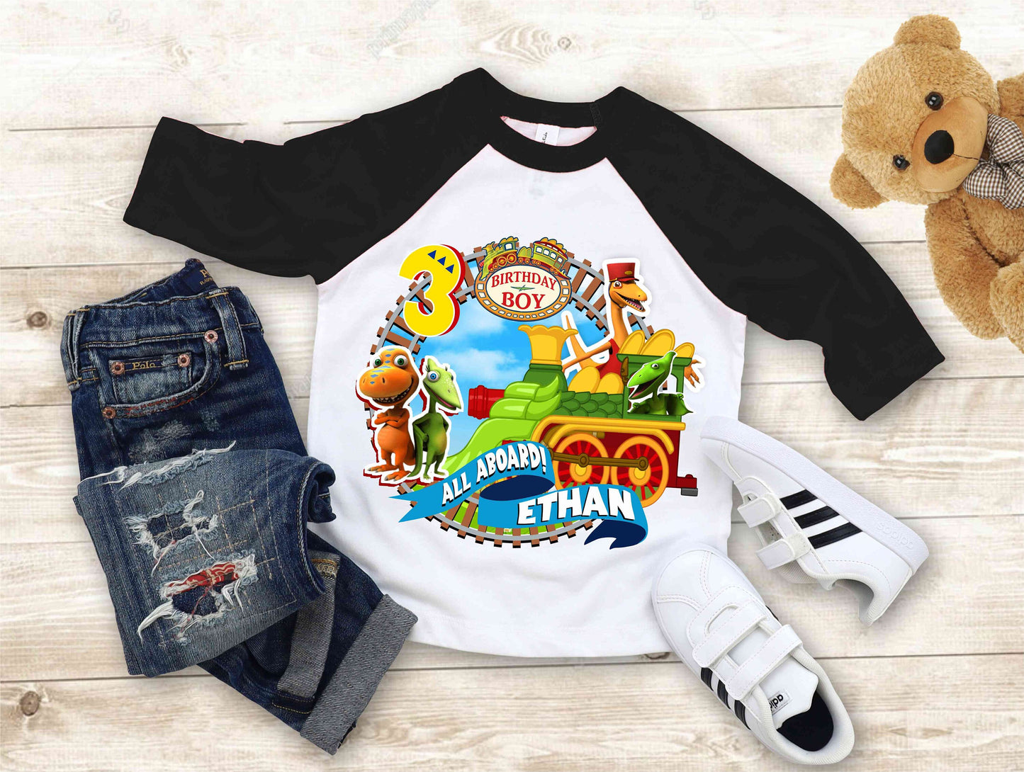 Dinosaur Inspired Birthday T Shirt, Train theme Party, Dinosaur Personalized shirt, Gift Birthday Shirt, family tees Custom