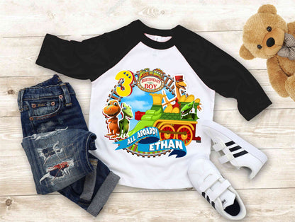 Dinosaur Inspired Birthday T Shirt, Train theme Party, Dinosaur Personalized shirt, Gift Birthday Shirt, family tees Custom