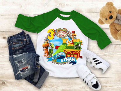 Dinosaur Inspired Birthday T Shirt, Train theme Party, Dinosaur Personalized shirt, Gift Birthday Shirt, family tees Custom