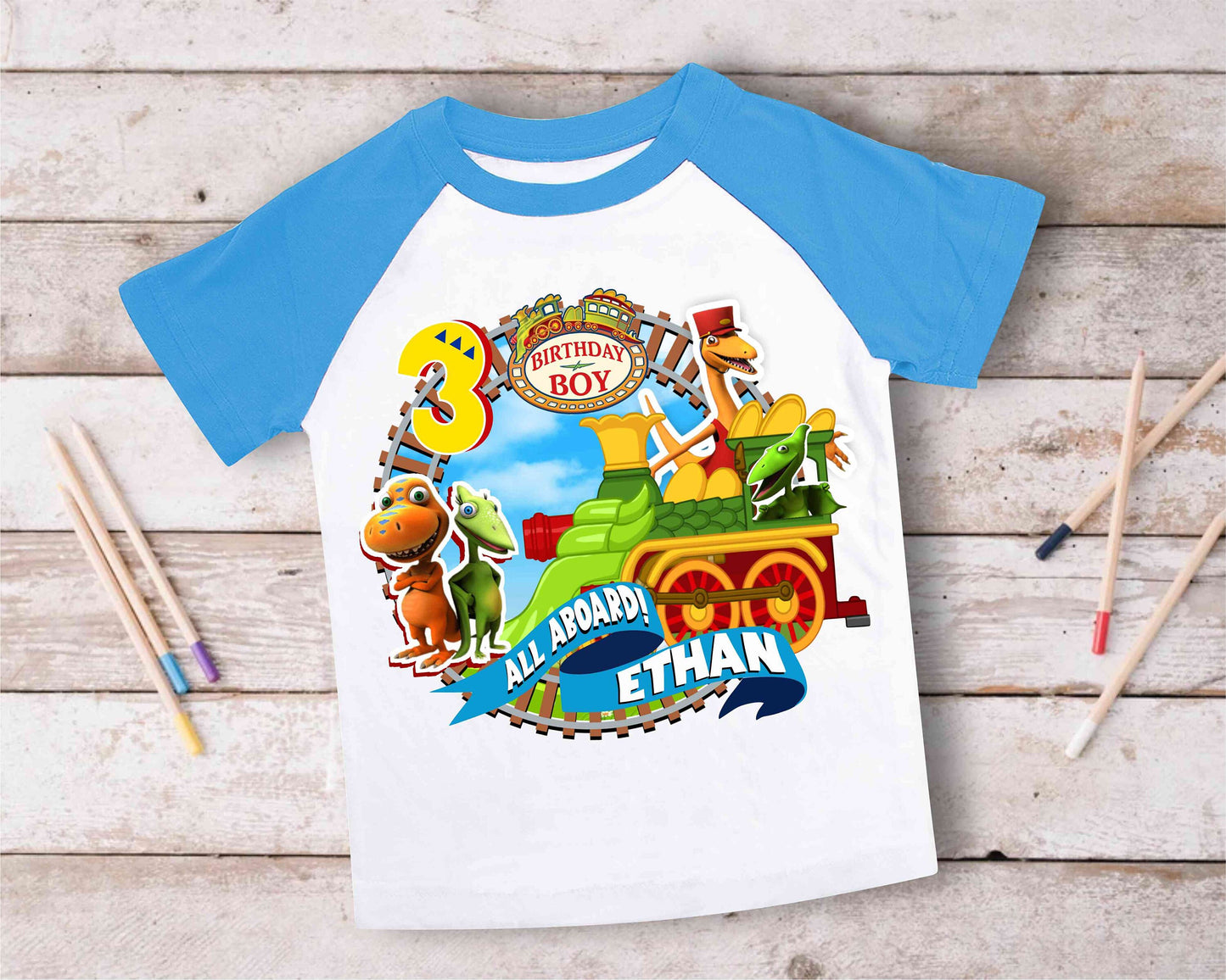Dinosaur Inspired Birthday T Shirt, Train theme Party, Dinosaur Personalized shirt, Gift Birthday Shirt, family tees Custom