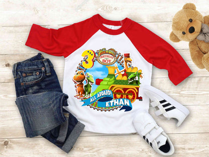 Dinosaur Inspired Birthday T Shirt, Train theme Party, Dinosaur Personalized shirt, Gift Birthday Shirt, family tees Custom