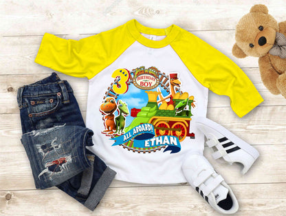 Dinosaur Inspired Birthday T Shirt, Train theme Party, Dinosaur Personalized shirt, Gift Birthday Shirt, family tees Custom