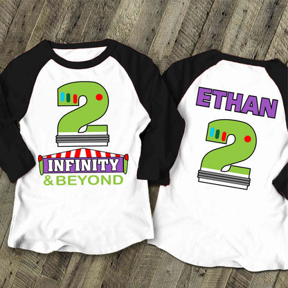 Two Infinity  Birthday T Shirt,  theme Party, buzz lightyear Personalized shirt, Gift Birthday Shirt, family tees Custom