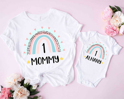 Rainbow Birthday Shirt, Rainbow Personalized shirt, family tees Custom, Birthday Girl Shirt