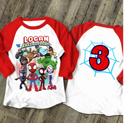 Spiderman Inspired Birthday T Shirt, Spidey & His friends theme Party, Gift Birthday Shirt, family tees Custom
