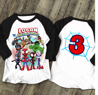 Spiderman Inspired Birthday T Shirt, Spidey & His friends theme Party, Gift Birthday Shirt, family tees Custom