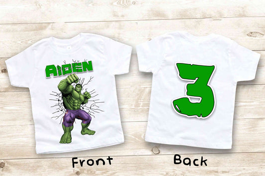Superhero Inspired Birthday T Shirt, Hulk theme Party, Personalized shirt, Gift Birthday Shirt, family tees Custom