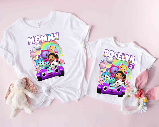 Dollhouse Birthday T Shirt, Gabby Theme Party Shirt, Personalized shirt kids, Family tees Custom
