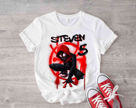 Spiderman Inspired Birthday T Shirt, Miles Morales theme Party, Personalized shirt, Gift Birthday Shirt, family tees Custom
