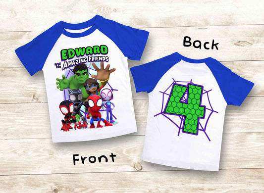 Spiderman Inspired Birthday T Shirt, Spidey & His friends theme Party, Gift Birthday Shirt, family tees Custom
