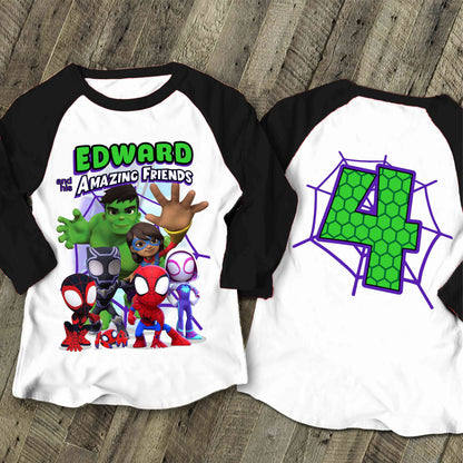 Spiderman Inspired Birthday T Shirt, Spidey & His friends theme Party, Gift Birthday Shirt, family tees Custom