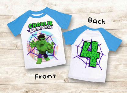 Spiderman Inspired Birthday T Shirt, Hulk & His friends theme Party, Personalized shirt, Gift Birthday Shirt, family tees Custom