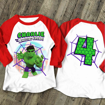 Spiderman Inspired Birthday T Shirt, Hulk & His friends theme Party, Personalized shirt, Gift Birthday Shirt, family tees Custom