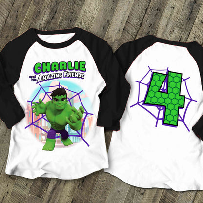 Spiderman Inspired Birthday T Shirt, Hulk & His friends theme Party, Personalized shirt, Gift Birthday Shirt, family tees Custom