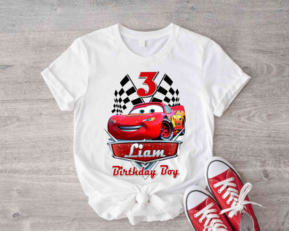 Cars Birthday T Shirt, Lightning Mcqueen theme Party, family tees Custom
