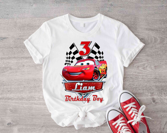 Cars Birthday T Shirt, Lightning Mcqueen theme Party, family tees Custom
