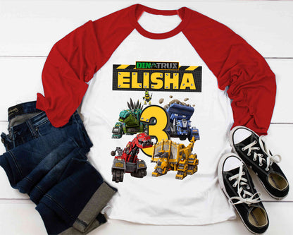 Truck Birthday T Shirt, DinoTruck theme Party, Iron Man, Hulk Personalized shirt Kids, Gift Birthday Shirt, family tees Custom