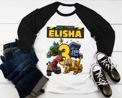 Truck Birthday T Shirt, DinoTruck theme Party, Iron Man, Hulk Personalized shirt Kids, Gift Birthday Shirt, family tees Custom