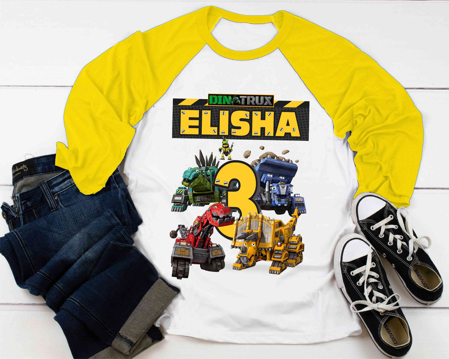 Truck Birthday T Shirt, DinoTruck theme Party, Iron Man, Hulk Personalized shirt Kids, Gift Birthday Shirt, family tees Custom