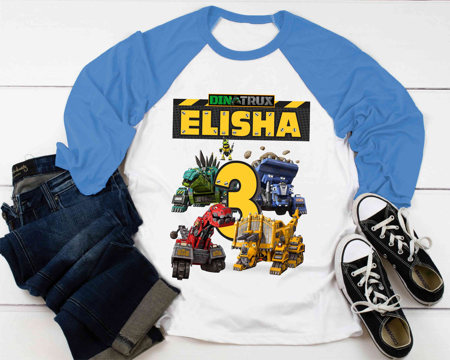 Truck Birthday T Shirt, DinoTruck theme Party, Iron Man, Hulk Personalized shirt Kids, Gift Birthday Shirt, family tees Custom