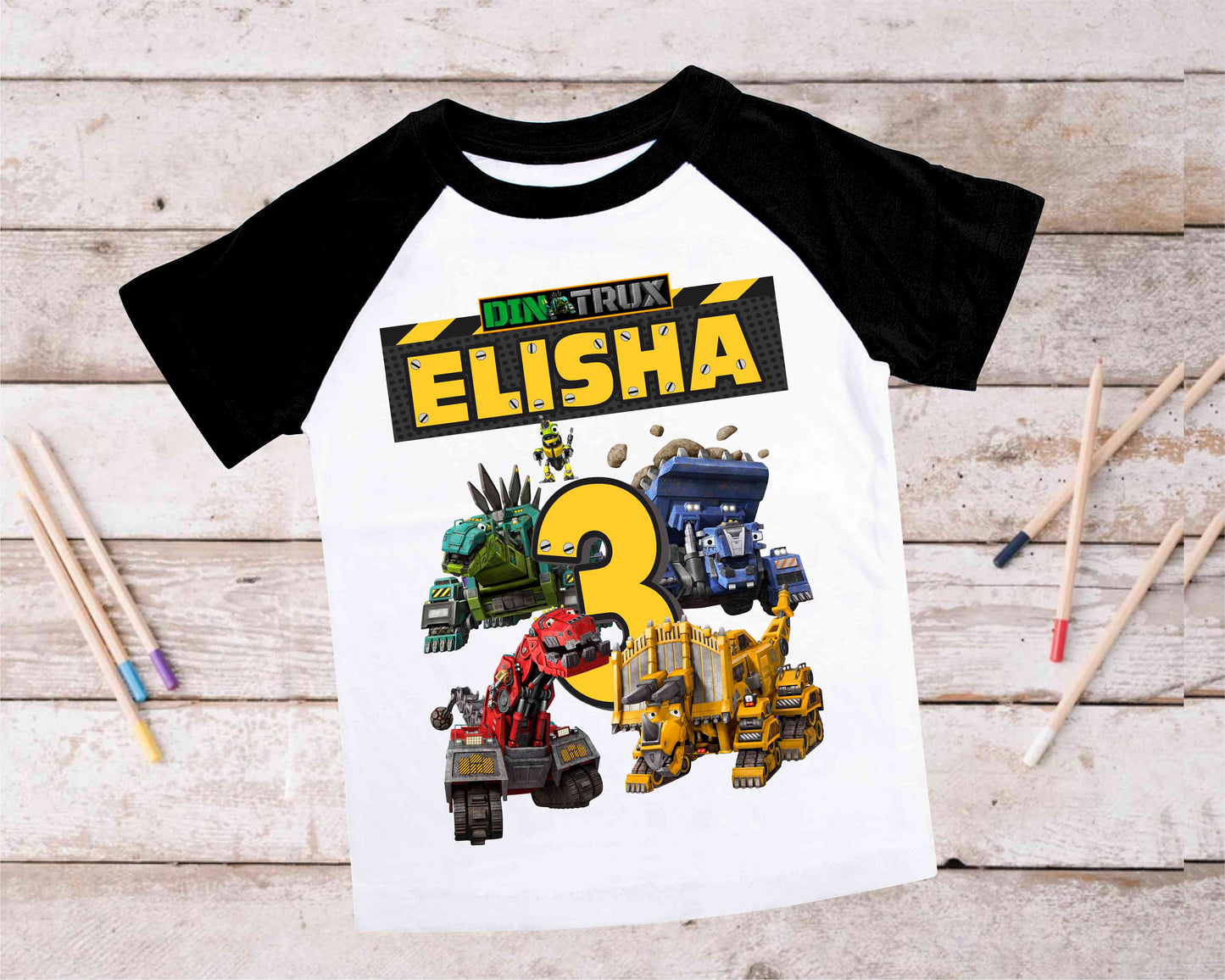 Truck Birthday T Shirt, DinoTruck theme Party, Iron Man, Hulk Personalized shirt Kids, Gift Birthday Shirt, family tees Custom