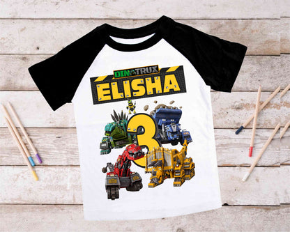 Truck Birthday T Shirt, DinoTruck theme Party, Iron Man, Hulk Personalized shirt Kids, Gift Birthday Shirt, family tees Custom